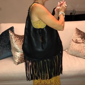 Black Gucci Purse (Nouveau Fringe Handbag)